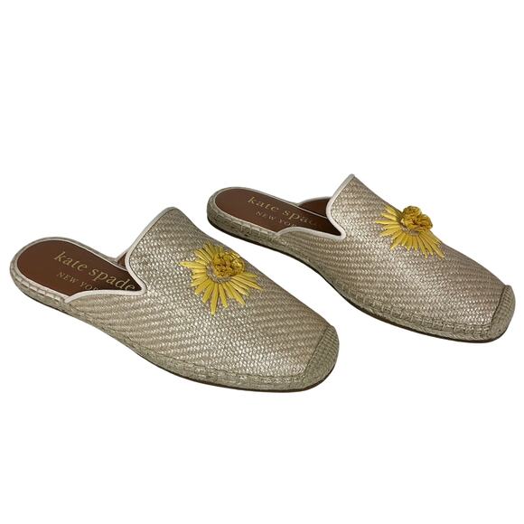 Kate Spade Women's Shoes US Size 9 Brown Raffia Straw Slip On Espadrille Slides - Picture 1 of 11